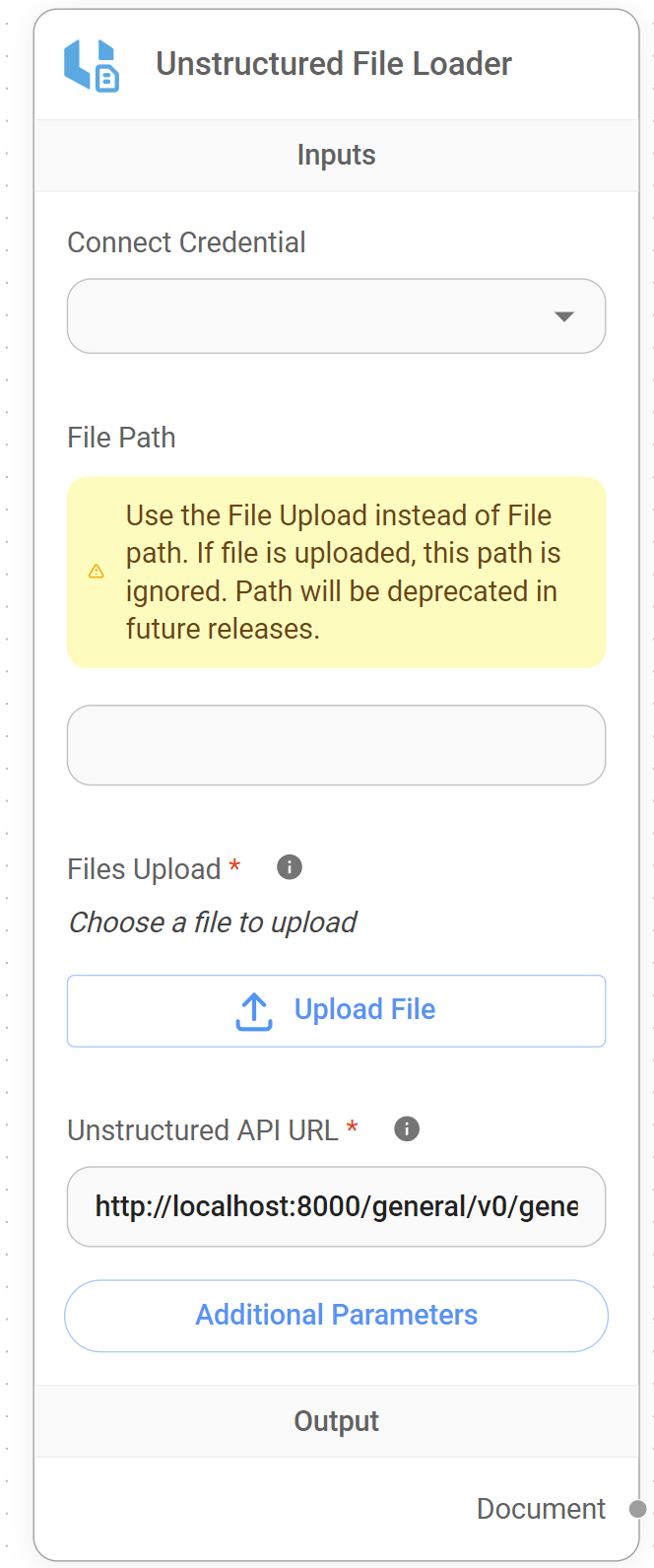<p>Unstructured File Loader Node</p>